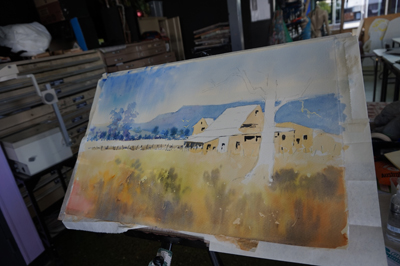 Building background is roughed in